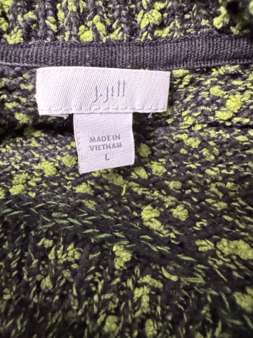 J Jill Sweater Womens Black Neon Green Harvest Moon Knit Round
Neck Pullover L - Picture 6 of 10